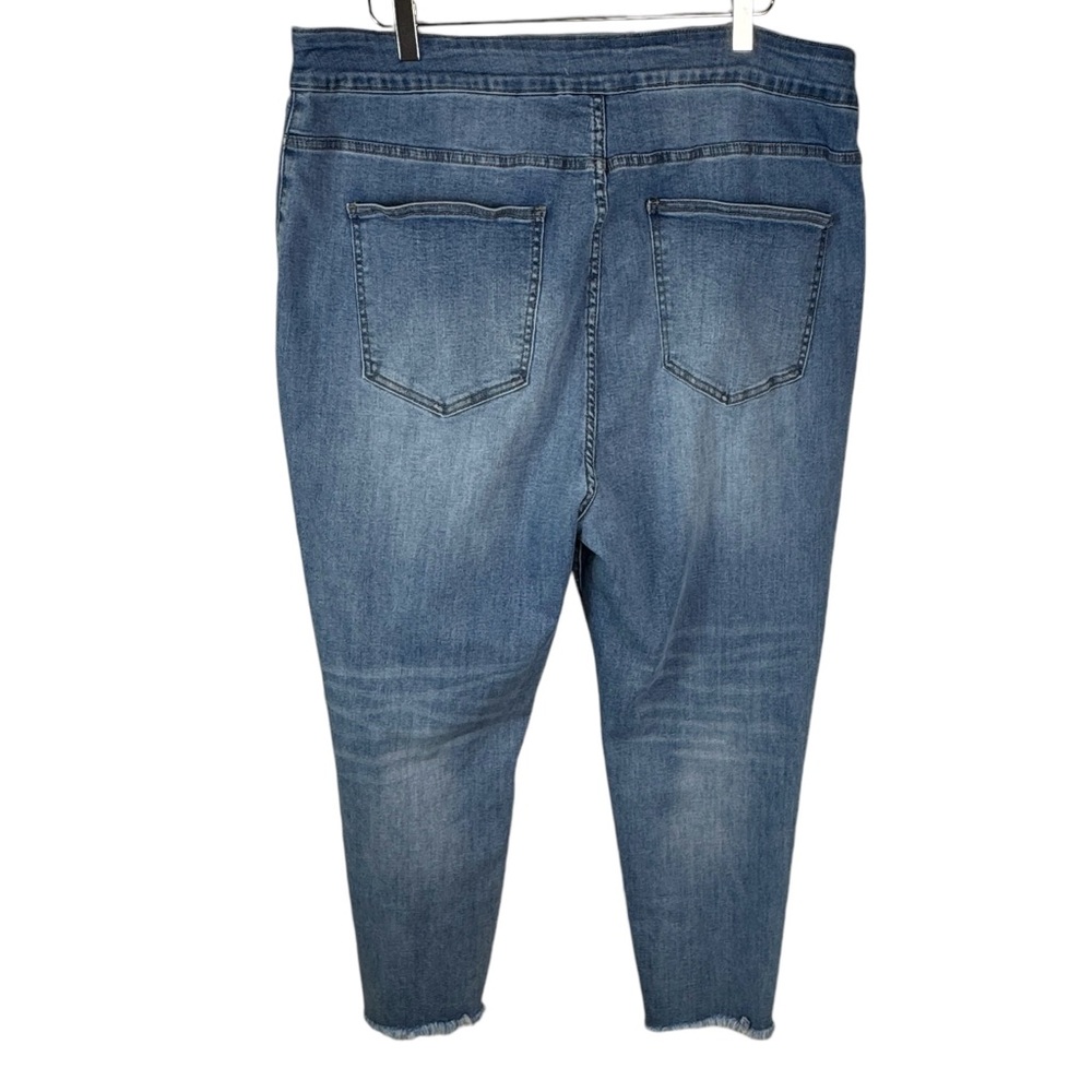 Ceros Women's Size 20 High Rise Coin Pocket Fringed Hem Distressed Denim Jeans - Picture 2 of 12